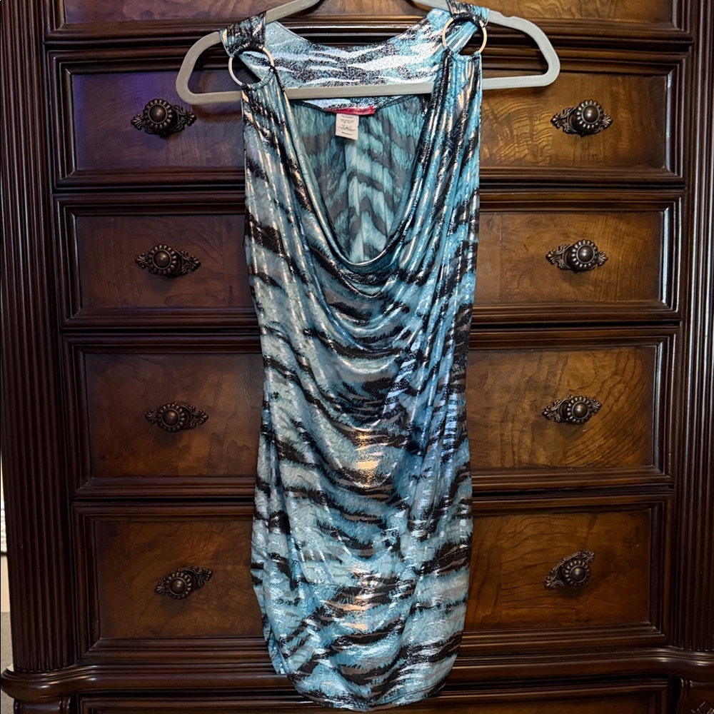 Blue and Black Zebra Print Top